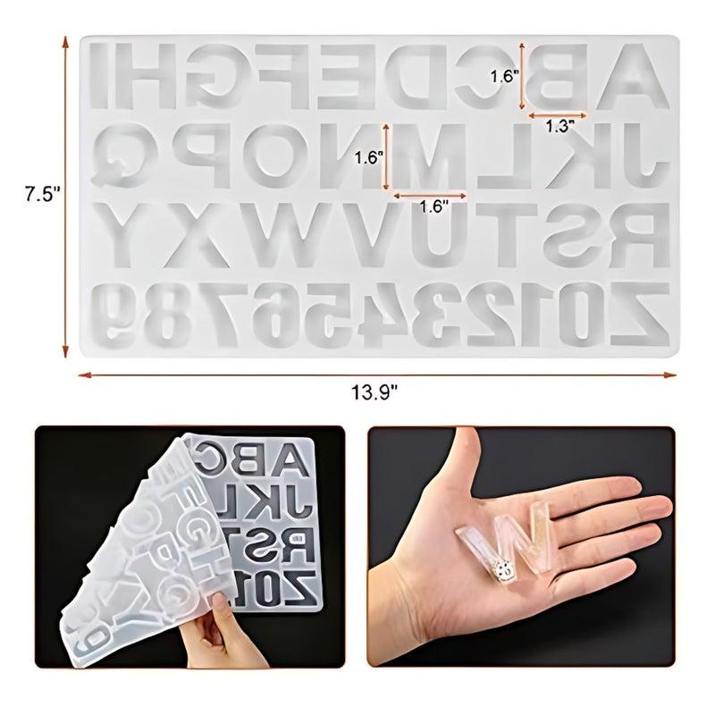 Oytra Resin Art Mould for Alphabet Keychain Making Materials DIY 3D Craft Casting Silicone Mold for Epoxy Kit for Beginners Set Letters & Number - Image 3
