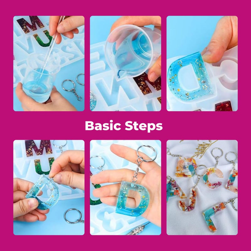 Oytra Resin Art Mould for Alphabet Keychain Making Materials DIY 3D Craft Casting Silicone Mold for Epoxy Kit for Beginners Set Letters & Number - Image 4