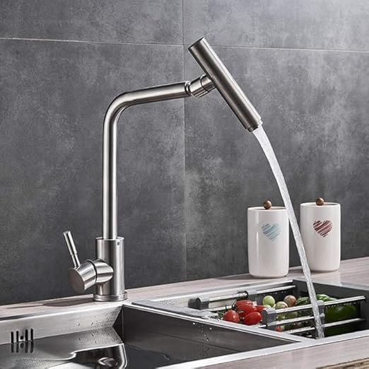 PIPULSE 2 Modes Pull Down Kitchen Sink Faucet Spring Style Mounted Faucet Tap Dual Swivel Spout Hot Cold Water Mix Tap Connecting Hose Spring Faucet Pull Out Kitchen Top - Image 2