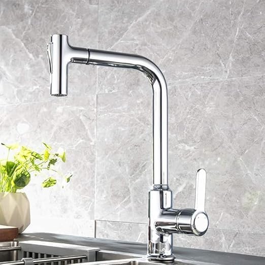 PIPULSE 2 Modes Pull Down Kitchen Sink Faucet Spring Style Mounted Faucet Tap Dual Swivel Spout Hot Cold Water Mix Tap Connecting Hose Spring Faucet Pull Out Kitchen Top - Image 3