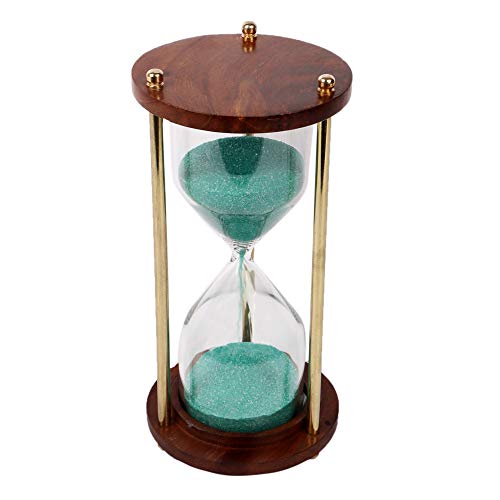 Ximdeco® Nautical Vintage Style Brass and Wood Purple Sand Timer Sand Glass Hour Glass Sand Clock Ideal for Exercise Making Tea 5 Minutes 5.5 Inches Showpiece (Green) - Image 4