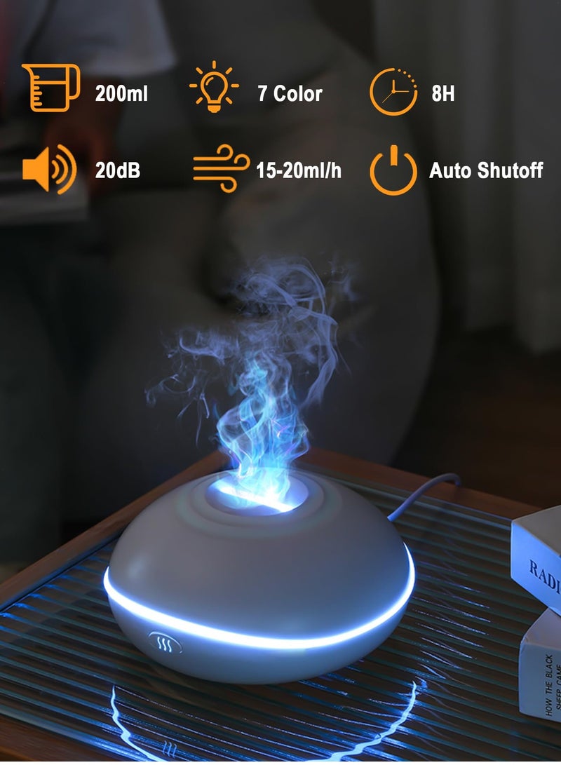 Excefore Flame Essential Oil Diffuser, Aromatherapy Essential Oil Diffuser, 200ML Ultrasonic Aromatherapy Mist Humidifier with Mute Design, Perfect for Office, Home, and Bedroom Ambiance (White) - Image 3