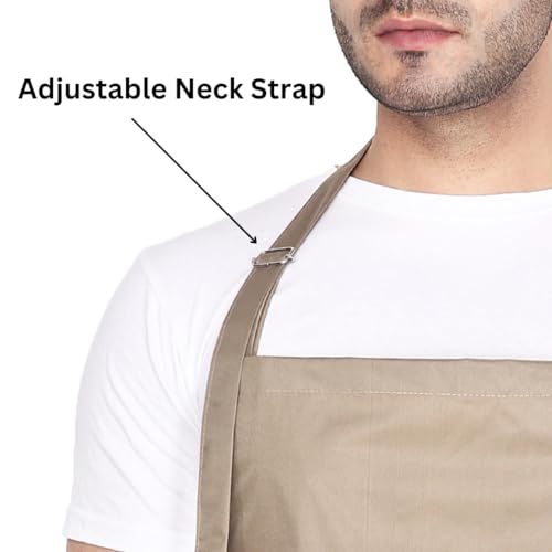 MAKSTILE Waterproof & Dustproof Apron For Dishwashing, Cooking, Dog Grooming, Gardening, Car Wash, Lab, Restaurant & Industrial Use | Unisex| Color-Beige & Coffee | Pack Of 2 - Image 2