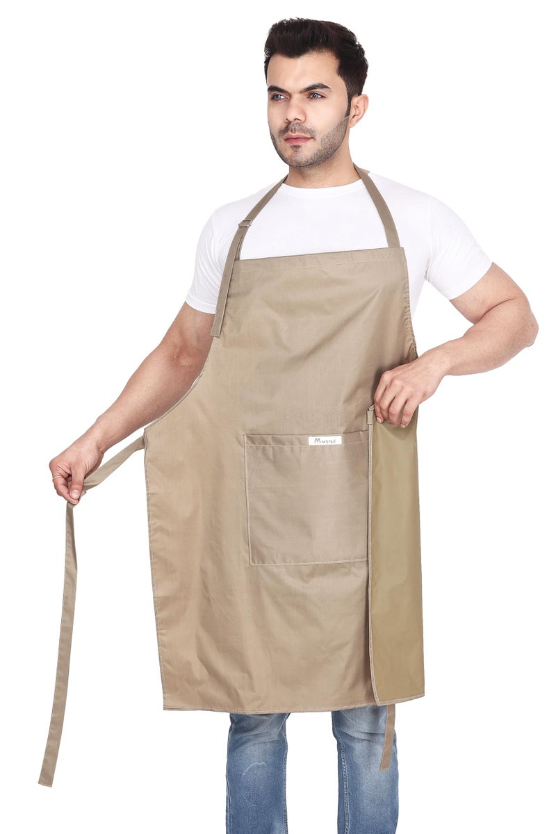 MAKSTILE Waterproof & Dustproof Apron For Dishwashing, Cooking, Dog Grooming, Gardening, Car Wash, Lab, Restaurant & Industrial Use | Unisex| Color-Beige & Coffee | Pack Of 2 - Image 5