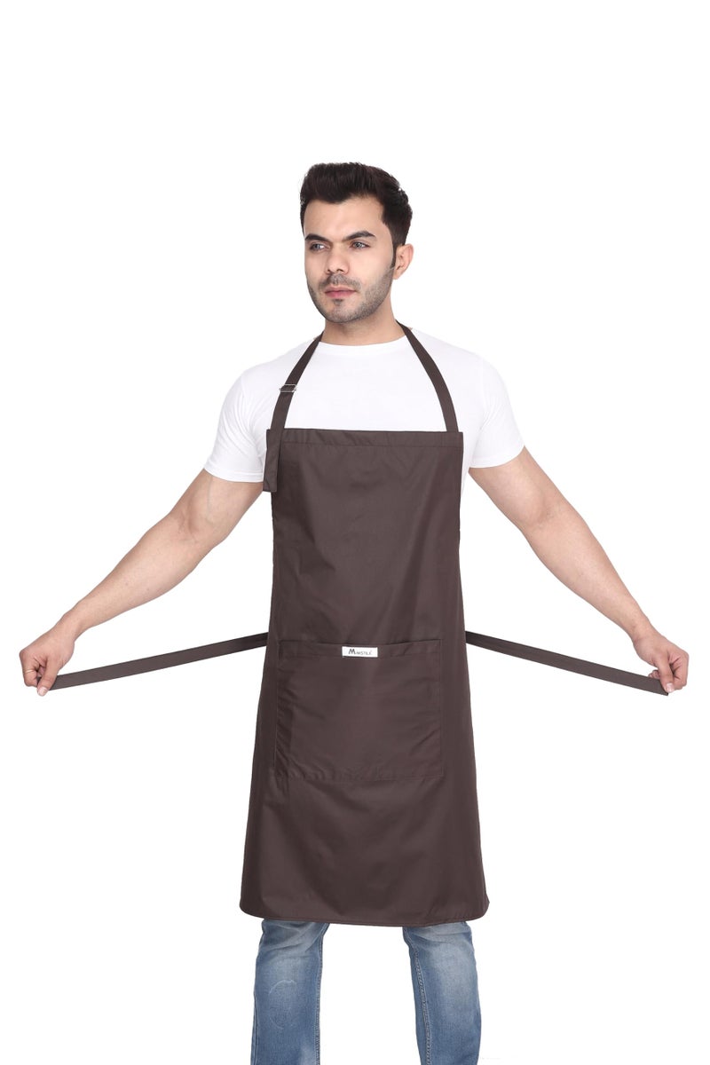 MAKSTILE Waterproof & Dustproof Apron For Dishwashing, Cooking, Dog Grooming, Gardening, Car Wash, Lab, Restaurant & Industrial Use | Unisex| Color-Beige & Coffee | Pack Of 2 - Image 4