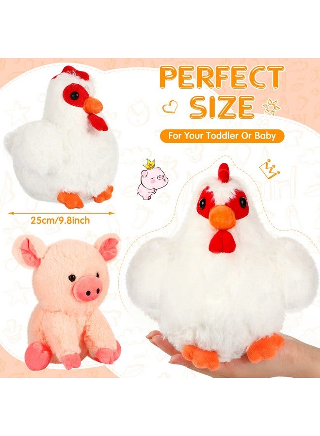 Skylety مجموعة حيوانات المزرعة المحشوة من سكايليتي 5 قطع 10 بوصات حيوانات محشوة من المزرعة ألعاب محشوة ناعمة خنزير دجاجة حصان خروف بقرة لعبة محشوة لهدايا حفلات عيد الميلاد (أسلوب مختلط) - Image 2