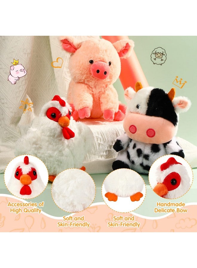 Skylety مجموعة حيوانات المزرعة المحشوة من سكايليتي 5 قطع 10 بوصات حيوانات محشوة من المزرعة ألعاب محشوة ناعمة خنزير دجاجة حصان خروف بقرة لعبة محشوة لهدايا حفلات عيد الميلاد (أسلوب مختلط) - Image 4