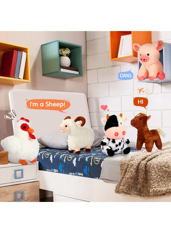 Skylety مجموعة حيوانات المزرعة المحشوة من سكايليتي 5 قطع 10 بوصات حيوانات محشوة من المزرعة ألعاب محشوة ناعمة خنزير دجاجة حصان خروف بقرة لعبة محشوة لهدايا حفلات عيد الميلاد (أسلوب مختلط) - Image 3