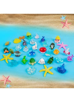 HAPTIME 33Pcs Mini Resin Animals, Tiny Animals Figures To Hide, Miniature Ocean Desk Pets Figurines With Starfish, Turtle, Shell - Decorations For Aquarium Fish Tank Succulent Pots Fairy Gardens Offices  - Image 2