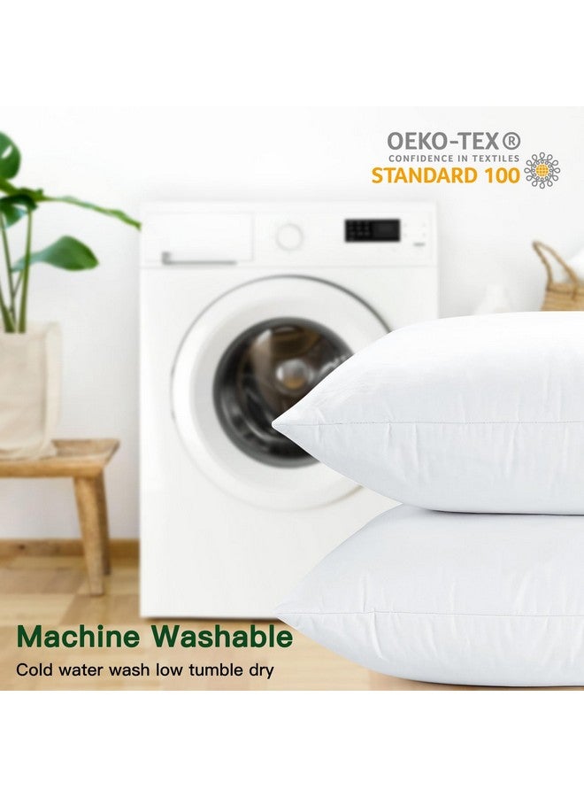 Otostar حزمة OTOSTAR من 2 وسائد رمي من الريش والداون، 22 x 22 وسائد مربعة ناعمة ورقيقة مع غلاف قطن 100% وسائد زخرفية للأريكة والسرير - أبيض - Image 4