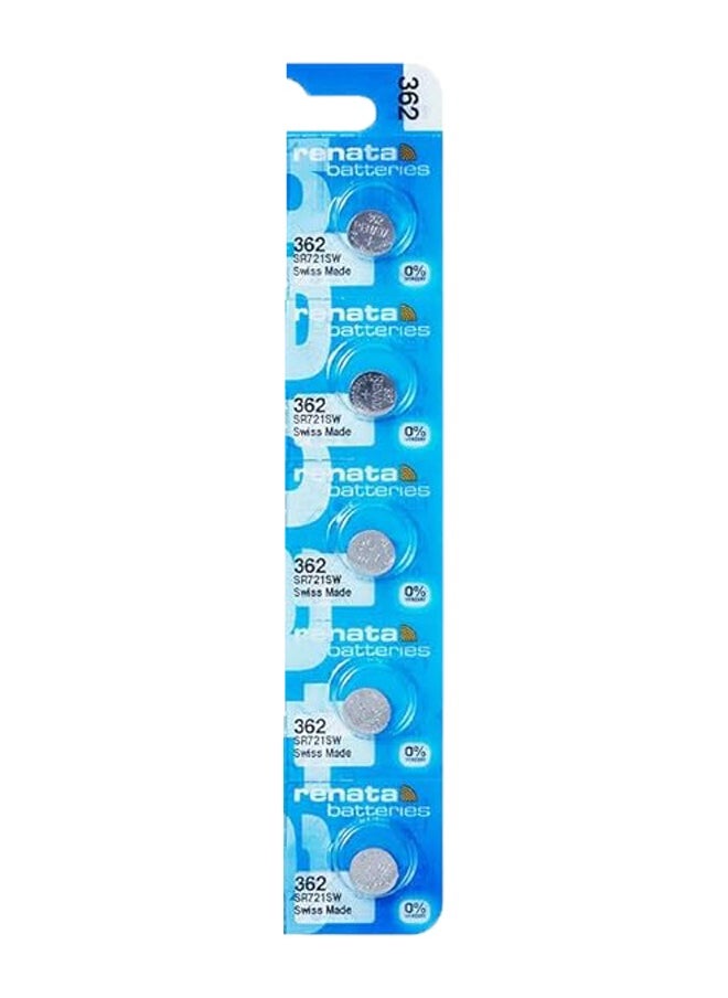 Renata - Renata wristwatch battery - Swiss made, 1.55V button cell, Renata Long Life Battery, Strap (5 pcs) 362-2, SR721SW - Image 1
