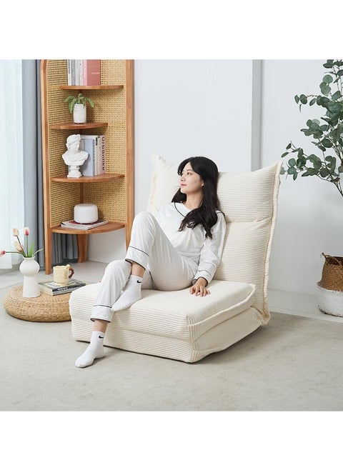 Floor Sofa with Back Support, 5 Reclining Poistion Adjustable Sofa Bed, Folding Lazy Sofa, Floor Lounge Chair, Gaming Recliner Sofa for Sleeping, Gaming, Reading (White)