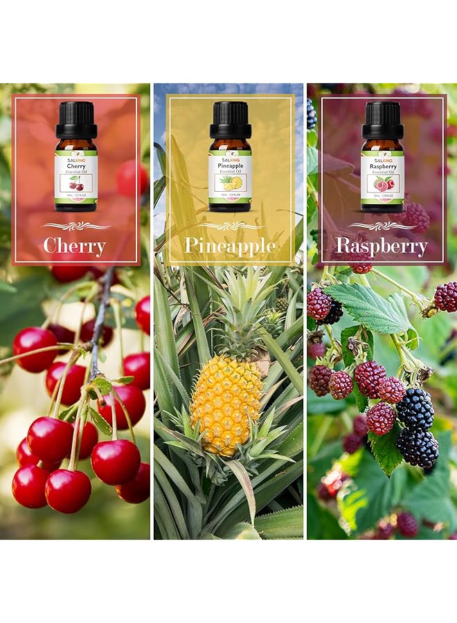erorex Fruity Essential Oils Set 6 X 10Ml Essential Oil Gift Set Fragrance Scented Oils For Diffuser Candle Making Pineapple Guava Raspberry Green Apple Orange Cherry - Image 4