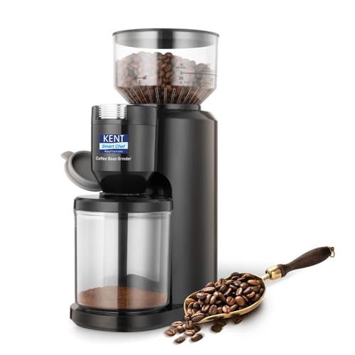 KENT Plastic Coffee Bean Grinder 150 W,Burr Grinding System Maintains Flavour & Aroma,30 Adjustable Grinding Settings,Choice of 2 to 14 Cups of Fresh Grounded Coffee,500 RPM 100% Copper Motor,Black - Image 1