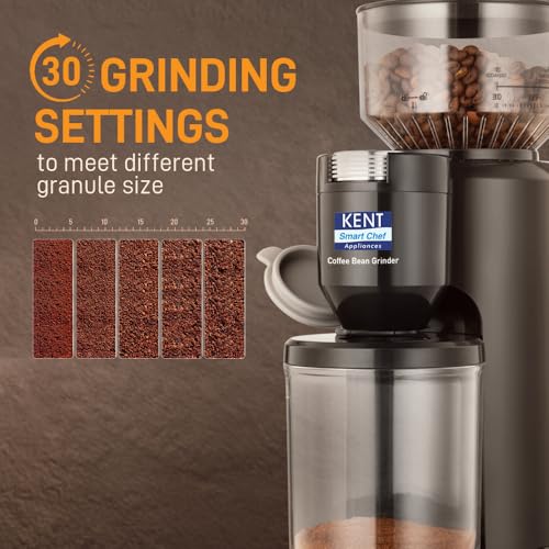 KENT Plastic Coffee Bean Grinder 150 W,Burr Grinding System Maintains Flavour & Aroma,30 Adjustable Grinding Settings,Choice of 2 to 14 Cups of Fresh Grounded Coffee,500 RPM 100% Copper Motor,Black - Image 4