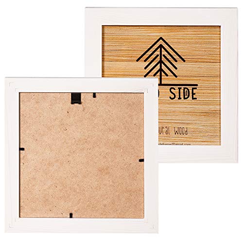 Woodside Rustic Wooden Square Picture Frames 8x8 - Set of 2-100% Natural Solid Eco Wood with Real Glass for Wall Mounting and Tabletop Photo Frame - White - Image 2