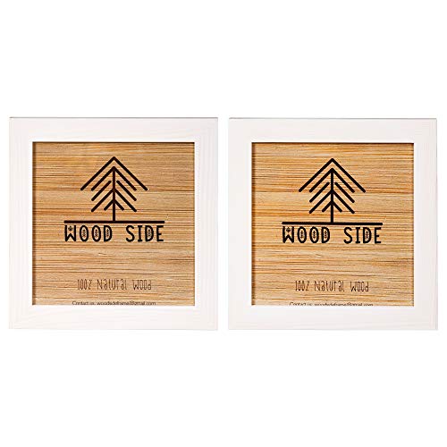 Woodside Rustic Wooden Square Picture Frames 8x8 - Set of 2-100% Natural Solid Eco Wood with Real Glass for Wall Mounting and Tabletop Photo Frame - White - Image 3