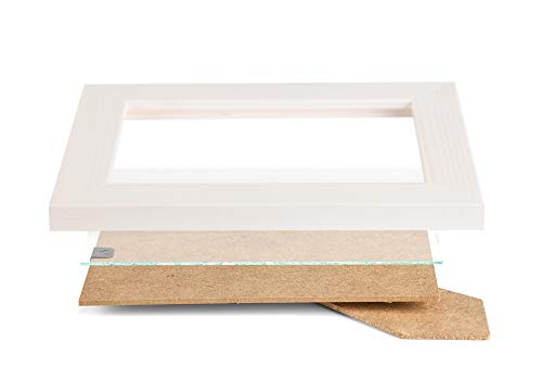 Woodside Rustic Wooden Square Picture Frames 8x8 - Set of 2-100% Natural Solid Eco Wood with Real Glass for Wall Mounting and Tabletop Photo Frame - White - Image 5