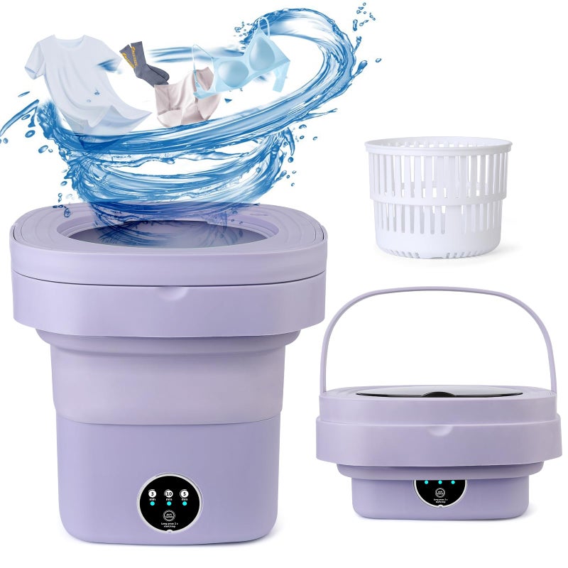 EOAYONY Portable Washing Machine, 8L Mini Washing Machine with 3 Modes Timing Cleaning, Portable Washer with Soft Spin and Draining for Socks, Baby Clothes, Towels and Small Items - Image 1
