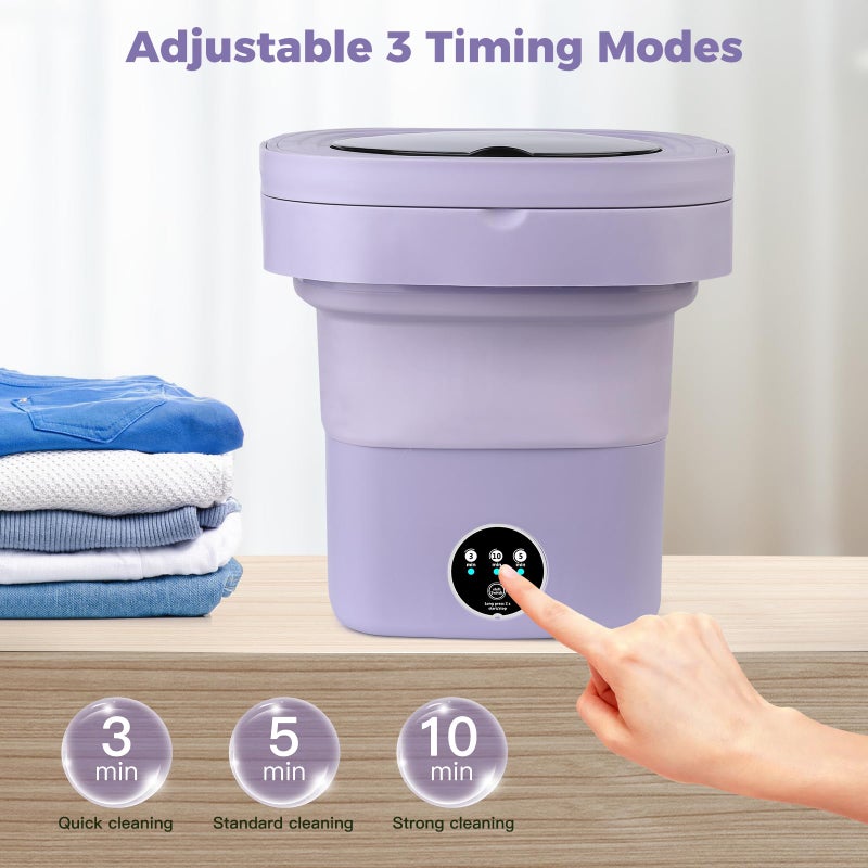 EOAYONY Portable Washing Machine, 8L Mini Washing Machine with 3 Modes Timing Cleaning, Portable Washer with Soft Spin and Draining for Socks, Baby Clothes, Towels and Small Items - Image 3