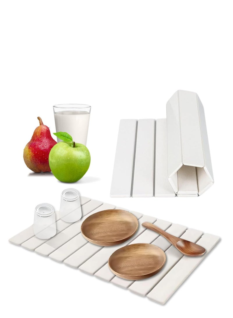 Large Stone Dish Drying Mat for Kitchen Counter, 24"(L)×16"(W) Fast Dry Super Absorbent Collapsible Dish Drying Mats, Eco-Friendly Diatomaceous Earth Mats for Dishes Bottles Cups (White, Large) - Image 1