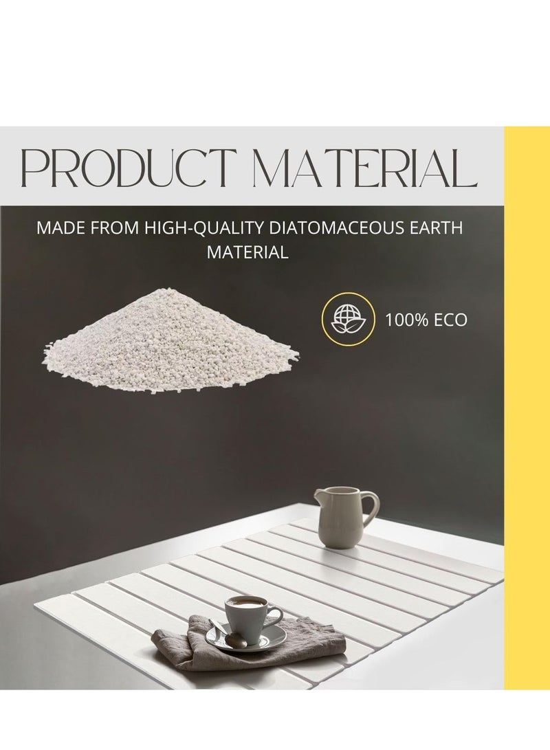 Large Stone Dish Drying Mat for Kitchen Counter, 24"(L)×16"(W) Fast Dry Super Absorbent Collapsible Dish Drying Mats, Eco-Friendly Diatomaceous Earth Mats for Dishes Bottles Cups (White, Large) - Image 3