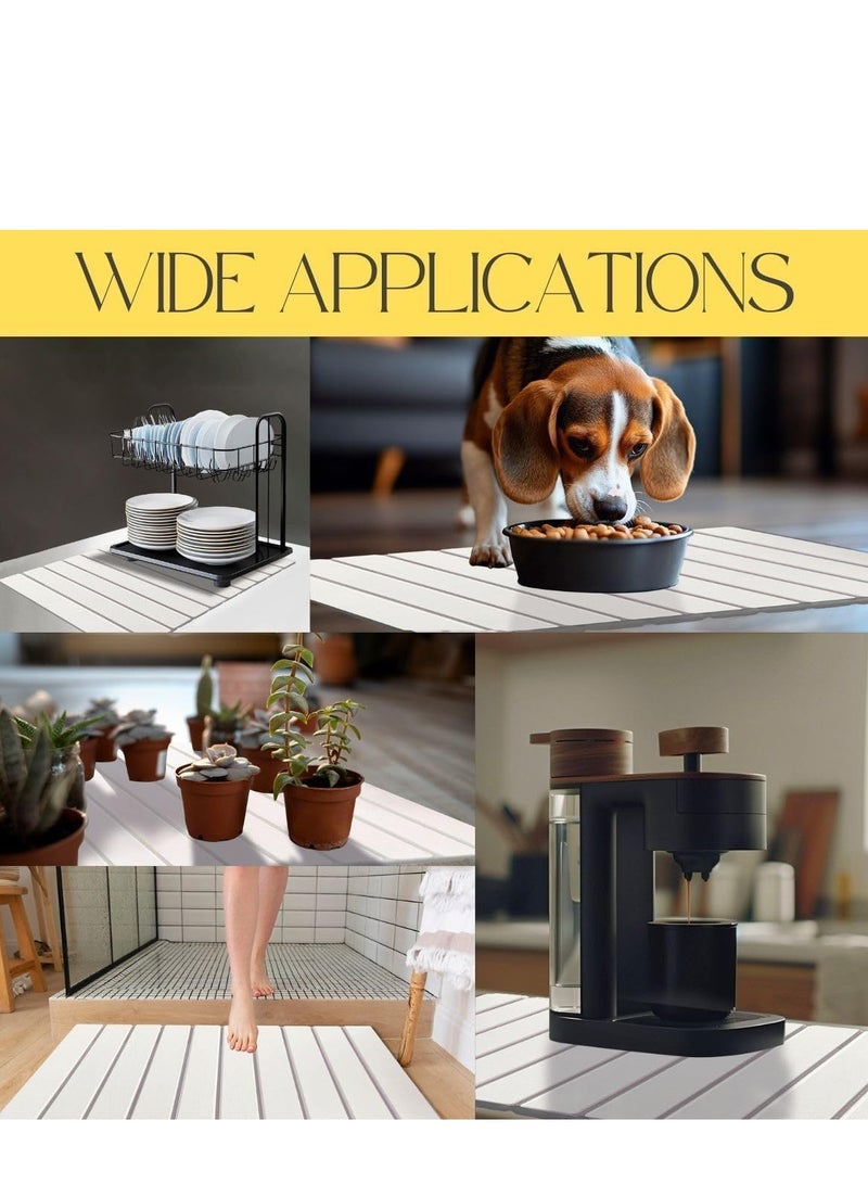 Large Stone Dish Drying Mat for Kitchen Counter, 24"(L)×16"(W) Fast Dry Super Absorbent Collapsible Dish Drying Mats, Eco-Friendly Diatomaceous Earth Mats for Dishes Bottles Cups (White, Large) - Image 4