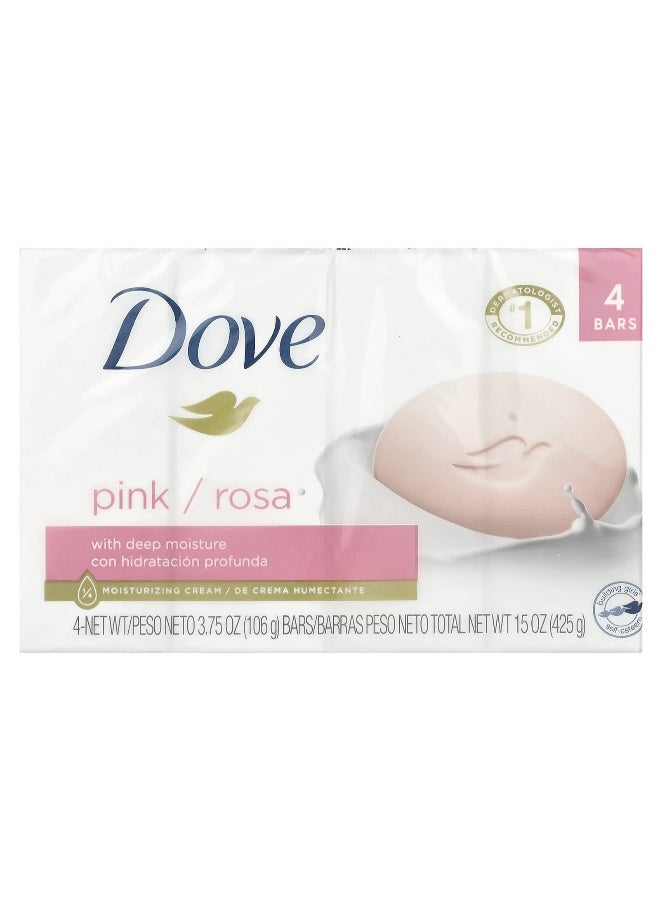 Dove صابون دوف، بار الجمال مع ترطيب عميق، وردي، 4 قطع، 3.75 أونصة (106 جرام) لكل منها - Image 2