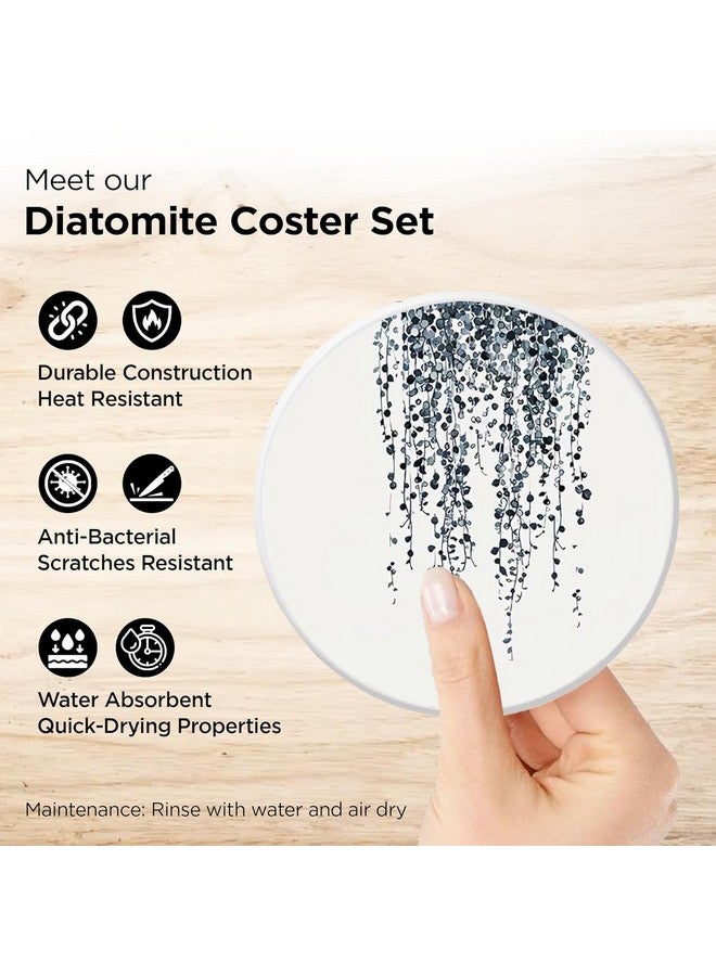Homestic Homestic 6 Pcs Anti-Skid Tea Coaster with Holder | Water Absorbing Round Tea Cup & Water Glass Cover Top Lid - Black & White  - Image 4
