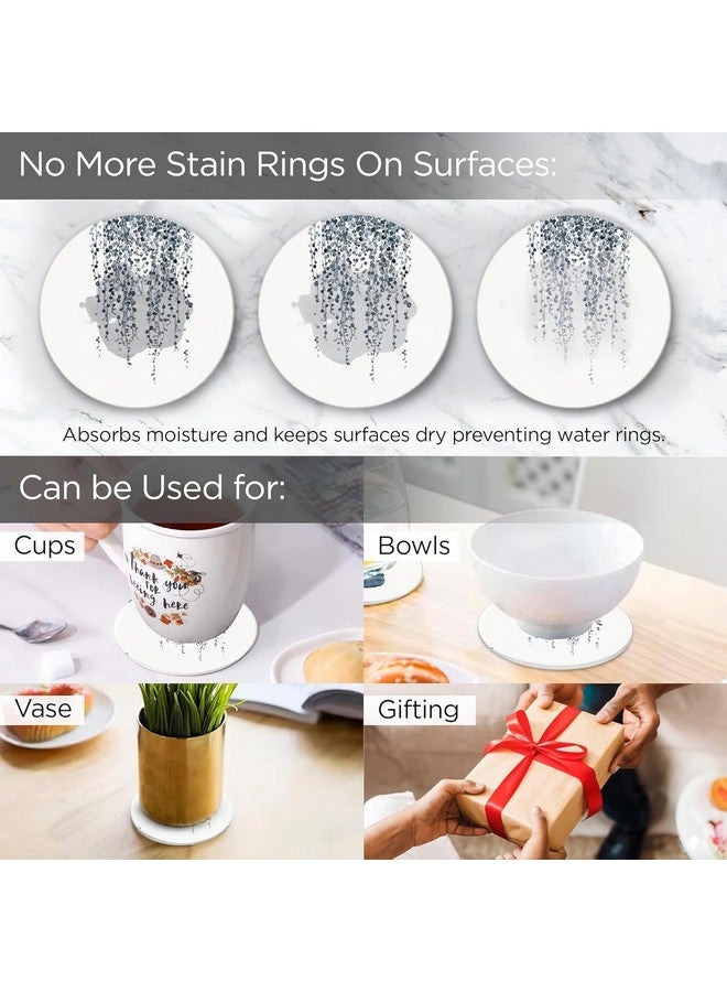 Homestic Homestic 6 Pcs Anti-Skid Tea Coaster with Holder | Water Absorbing Round Tea Cup & Water Glass Cover Top Lid - Black & White  - Image 5