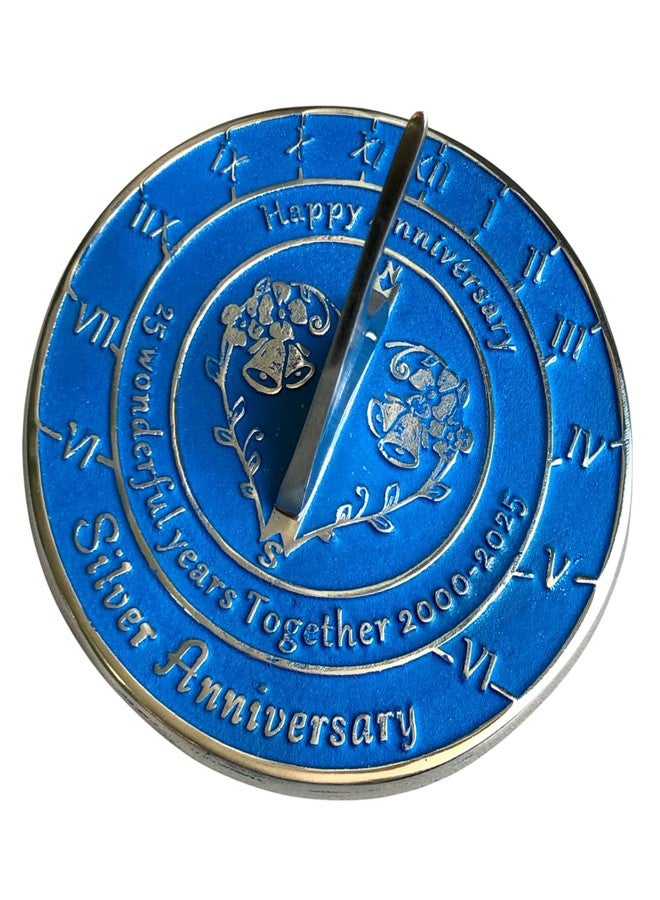 NauticalMart 25th Silver Anniversary Unique Marriage Present for Parents, Grandparents, Friends, Husband or Wife, Couples, Him & Her Wedding Anniversary Sundial Gift 2025 (25th Anniversary) - Image 1