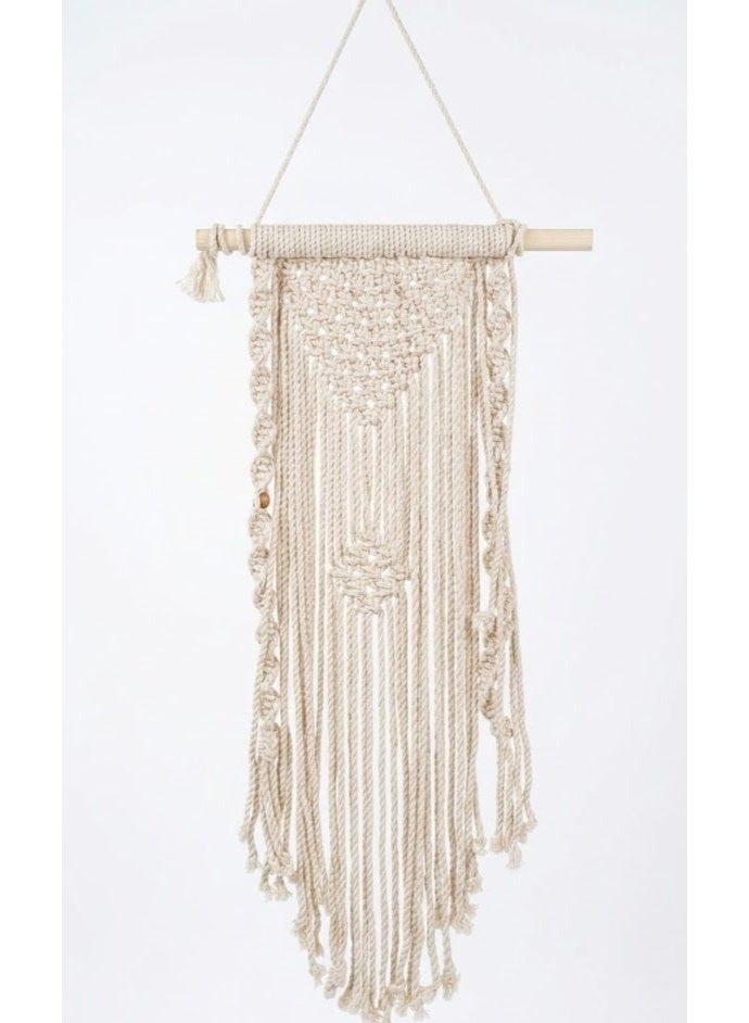 Macramé Wall Hanging with Wooden Rod and Braided Design, Decorative Wall Décor, 40 cm - Image 2