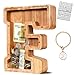 KMC Wooden Letter Piggy Bank Personalized Initial Piggy Bank for Kids Boys Clear Alphabet F Wood Money Box Unbreakable Coin Saving Jar Birthday for Children - Image 2