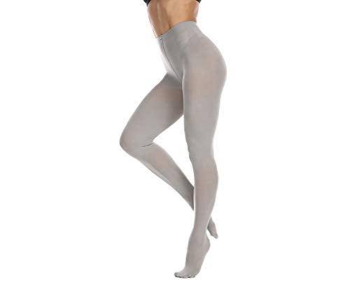Frola Women's 80 Denier Soft Semi Opaque Solid Color Footed Pantyhose Tights((Small-Medium,Gray) - Image 3