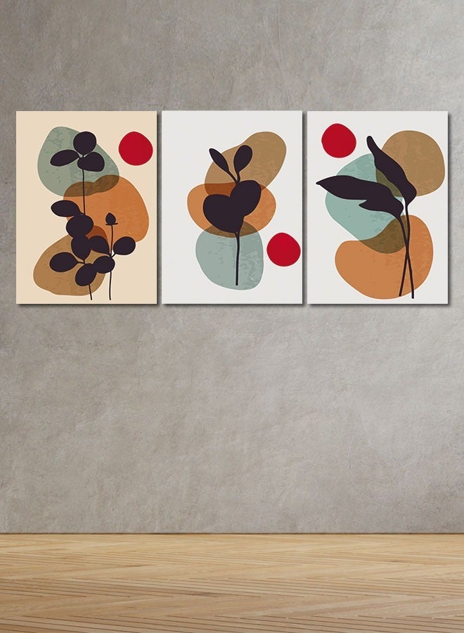 Marktna Set Of 3 Framed Canvas Wall Arts Stretched Over Wooden Frame with an Abstract Design - Image 1