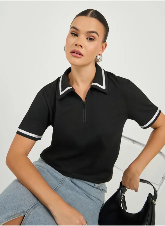 ستايلي Regular Fit Striped Trims Polo T-Shirt