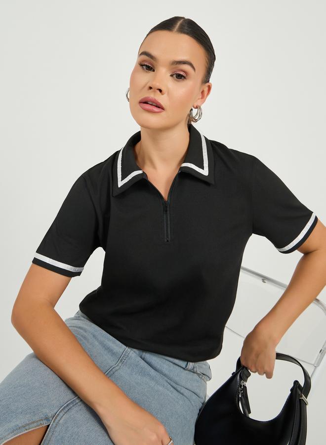 Styli Regular Fit Striped Trims Polo T-Shirt - Image 1