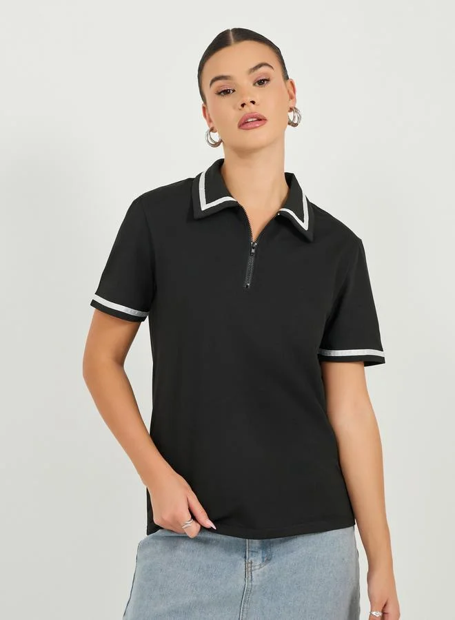 Styli Regular Fit Striped Trims Polo T-Shirt