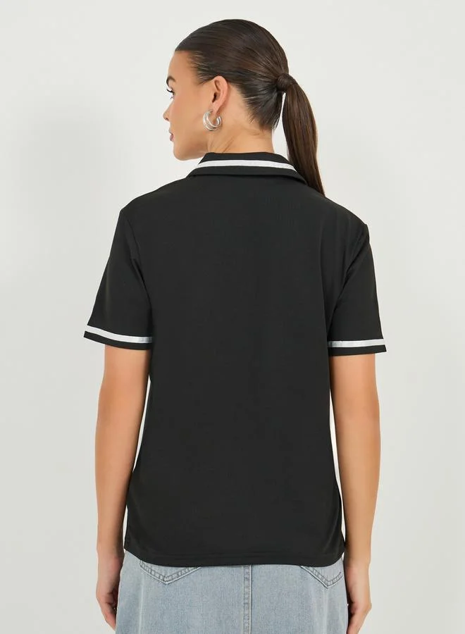 Styli Regular Fit Striped Trims Polo T-Shirt