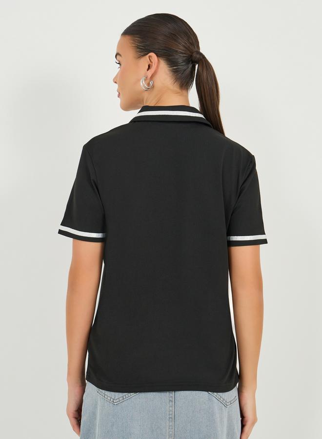 Styli Regular Fit Striped Trims Polo T-Shirt - Image 4