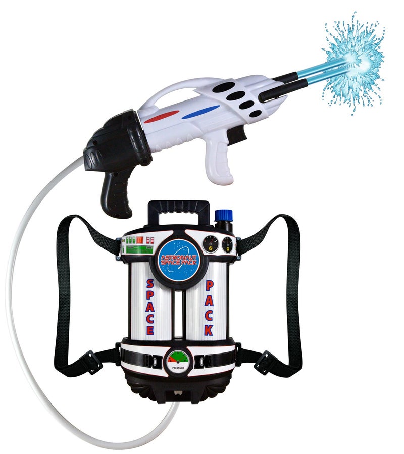 Aeromax Astronaut Space Pack Super Water Blaster with fully adjustable straps for comfort and control., White/Black With Red and Blue Accents - Image 1