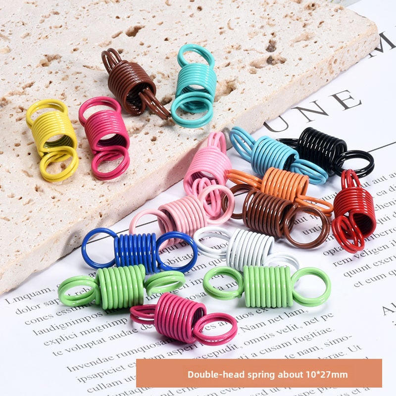 Colorful Painted Keychain Rings DIY Jewelry Double-head spring 5 