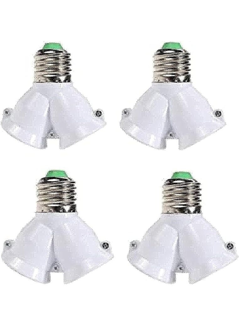 4 قطع E27 إلى 2 E27 محول لمبة المصباح الكهربائي، أبيض