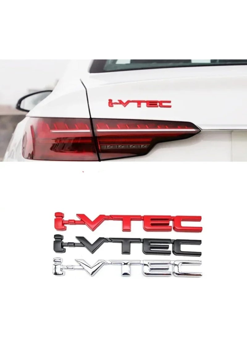 Generic - 3D Metal Car Letter Fender Emblem Side Rear Tail Trunk Decals Emblem Badge Logo Sticker Decal Styling Auto Accessories Compatible with Honda i-VTEC IVTEC (Black) - Image 1
