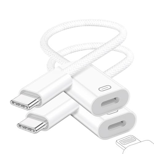 GetsISKON USB C to Lightning Headphone Audio Adapter, Type C Male to Female Lightning Earphone Converter with Charge/Data Transfer, Compatible with iPhone 17/16/15 Plus/Pro/Max, iPad Pro/Air, MacBook（2 Pack） - Image 1