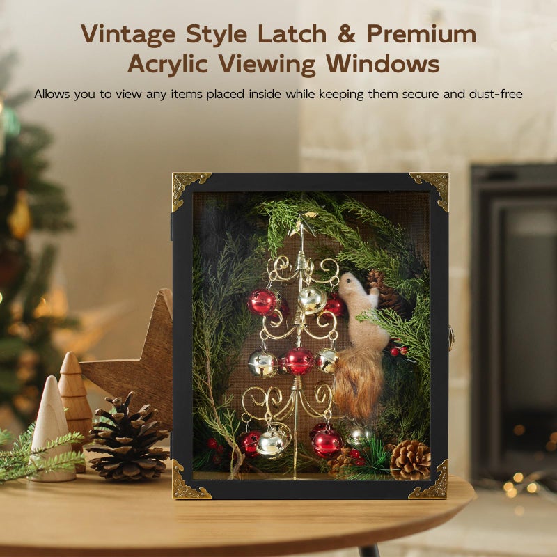 BWODYAY Deep Shadow Box,11x13-inch Shadow Boxes Display Cases, Large Shadow Box Frame, 4-inche Interior Deep Display Cases, Black Wooden Memory Boxes for Bridal Bouquets, Keepsakes - Image 5
