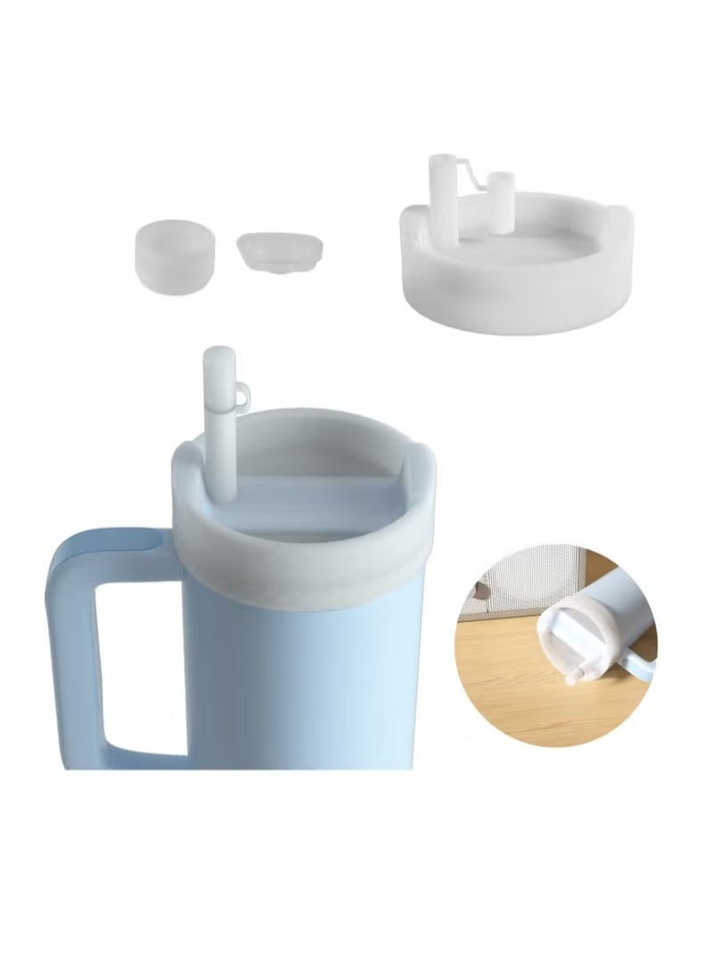 Generic Lid Topper and Straw Cover Cap for Stanley 40 oz, 3 PCS Accessories for Stanley Cup with Handle Quencher H2.0, Include Leak Stopper, Spill Stopper, Dust Proof Cup Accessories Set, White  - Image 1