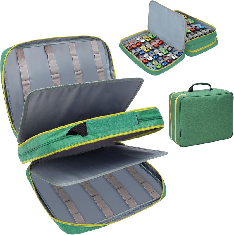 KISLANE 96 Toy Cars Storage Case - Organizer for Hot Wheels, Matchbox Cars, and Mini Toys (Green) - Image 1