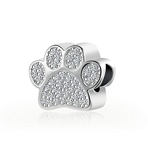 SBI Jewelry I Love Pet Paw Print Charm Compatible with Pandora Charms Bracelets Cat Dog Christmas Family Clear Silver Gift Bead Birthday - Image 1