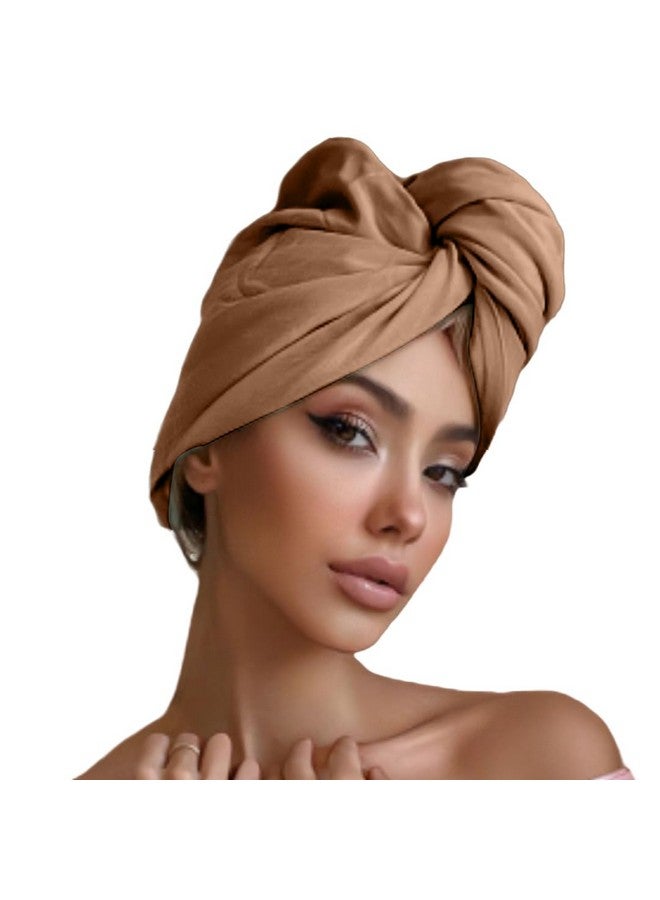 Radiant Queen Hair Plopping Towel, Pure TShirt Cotton - Plop Wrap for Drying Wet Curls - Cap Ideal forWomen, Girls and Kids - Quick Dry Head Turban and Super Absorbent Anti Frizz Curly HairAccessories (Cappuccino) - Image 1